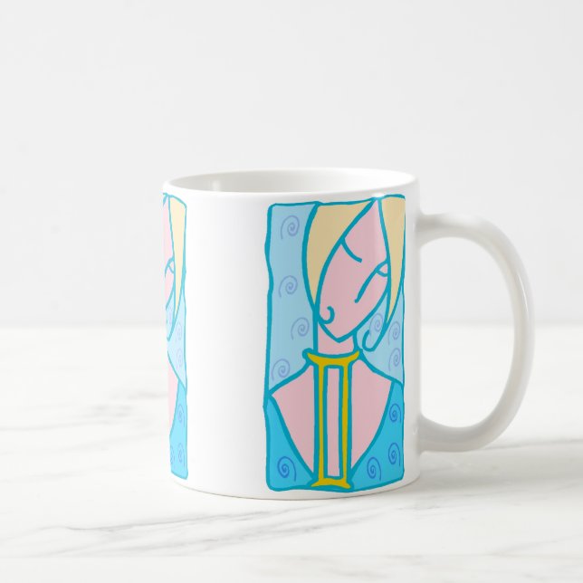 1920 Gemini Woman in blue with symbol Coffee Mug (Right)