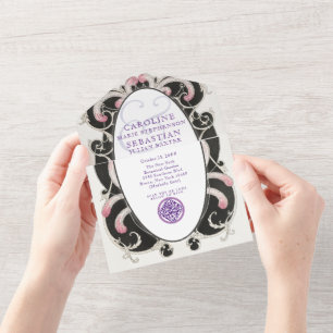 1920 Luxe Art Deco Gatsby Fashion Monogram Wedding All In One Invitation