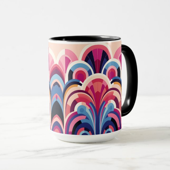 1920 Retro Art Deco Pink, Purple, Blue Modern Mug (Front Right)