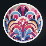 1920 Retro Art Deco Pink, Purple, Blue Modern Wall Clock<br><div class="desc">Step into timeless elegance with our exquisite product featuring a 1920 inspired Retro Art Deco design in captivating Pink,  Purple,  and Blue hues —where modern style meets classic charm,  creating a statement piece for your unique taste. 

This is another 100% original Snuggle Hamster Designs.</div>