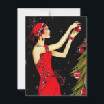 1920’s Vintage Lady Decorating Christmas Tree  Hol Holiday Card<br><div class="desc">1920’s Vintage Lady Decorating Christmas Tree Holiday Card.</div>
