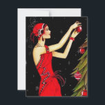 1920’s Vintage Lady Decorating Christmas Tree  Hol Holiday Card<br><div class="desc">1920’s Vintage Lady Decorating Christmas Tree Holiday Card.</div>