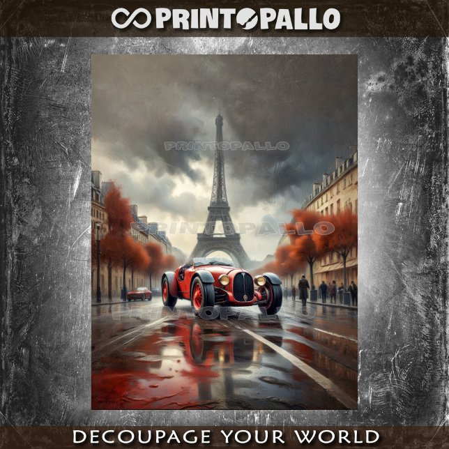 1920 sportive racing car with Tour Eiffel in Paris Tissue Paper (Creator Uploaded)