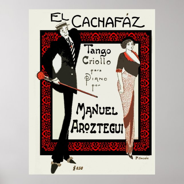 1920 Vintage Caricature Argentina Sheet Music Poster (Front)
