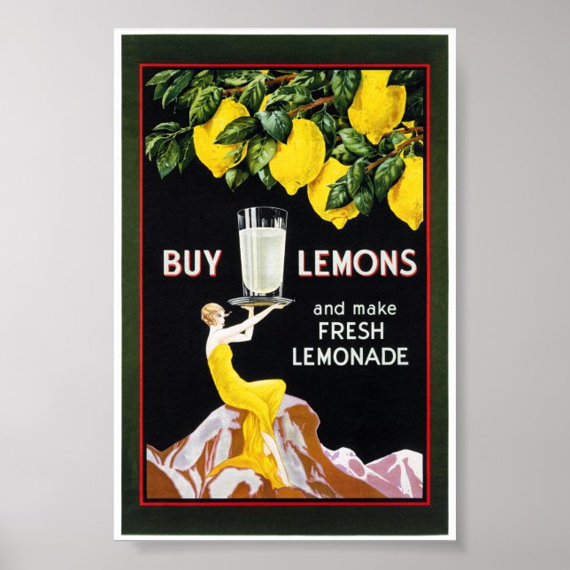 1920 Vintage Grocery Lemonade Poster Restored (Front)
