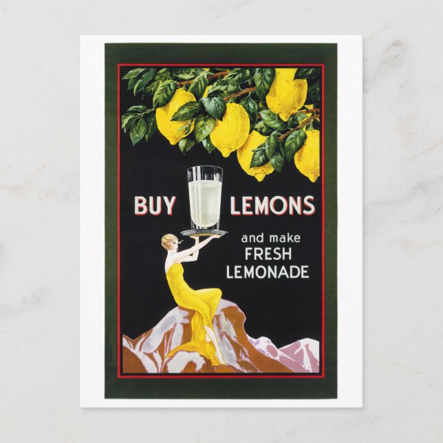 1920 Vintage Grocery Lemonade Poster Restored Postcard (Front)