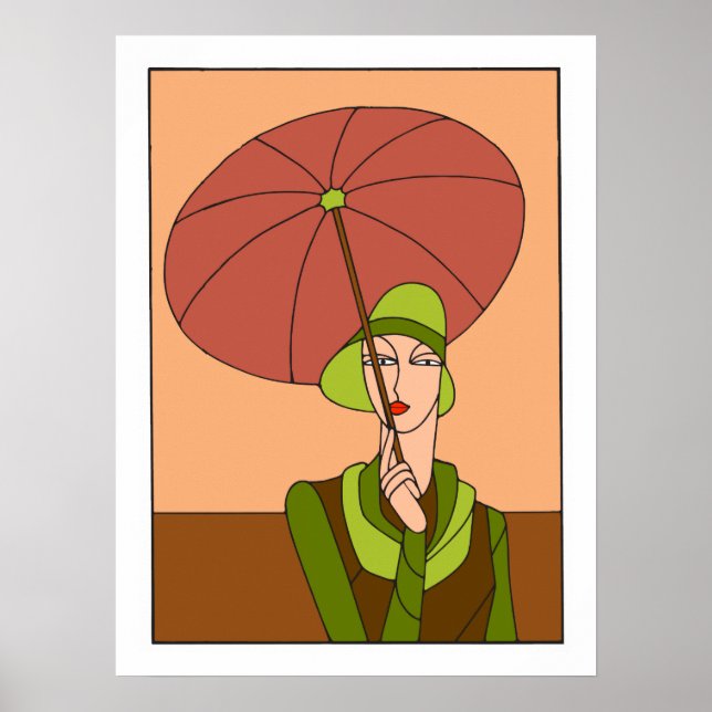 1920s 1930s Art deco ladies fashion, red version Poster (Front)