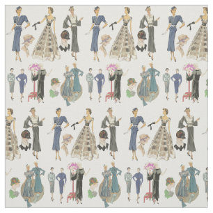 1920s and 30s fashion art illustrations fabric
