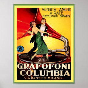 1920's Antique Phonographs Columbia Graphophone Ad Poster