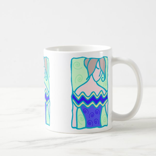 1920s Aquarius Woman with symbol blue teal Coffee Mug (Right)