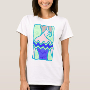 1920s Aquarius Woman with symbol blue teal T-Shirt