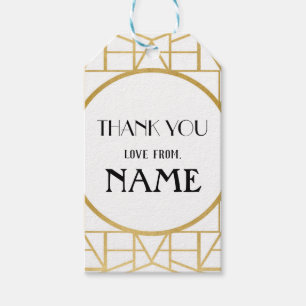 1920's Art Deco Birthday Gatsby Thank You Tags 20s