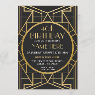 1920's Art Deco Birthday Great Gatsby Party Invite