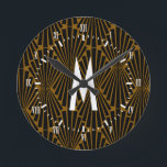 1920s Art Deco Black Finial Fans Round Clock<br><div class="desc">Art deco inspired fans pattern with customisable background colour!</div>