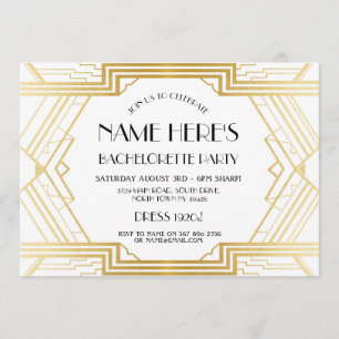 1920's Art Deco Bridal Shower Bachelorette Party Invitation