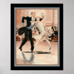 1920s Art Deco Couple Dancing The Charleston Poster<br><div class="desc">Whimsical,  1920's,  Art Deco print of a couple dancing the Charleston 11 x 14 shown here. Available in other sizes.</div>