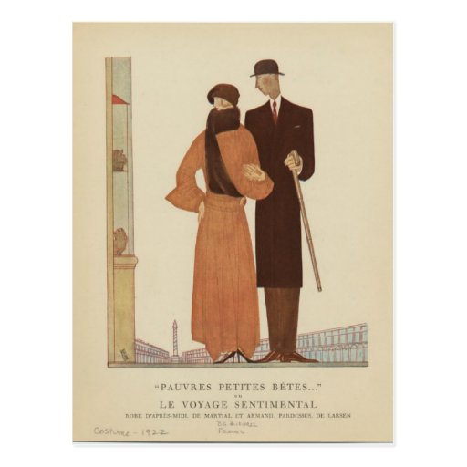 Image of 1920s Art Deco Couple ~ The Sentimental Journey Postcard