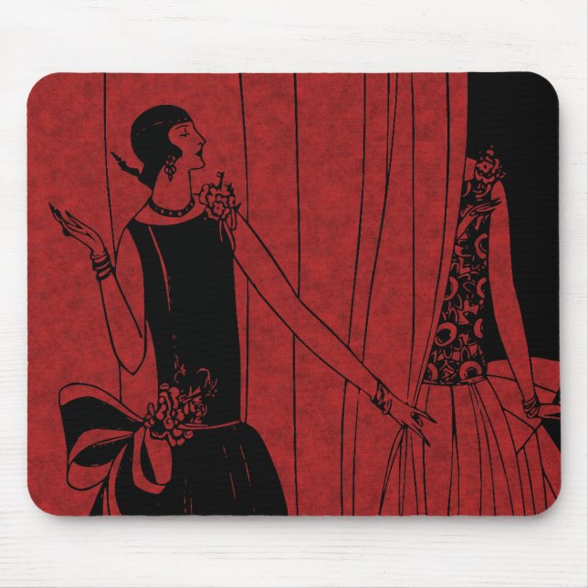 1920s Art Deco Fashion Show Model Red Mouse Mat (Front)