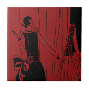 1920s Art Deco Fashion Show Model Red Tile