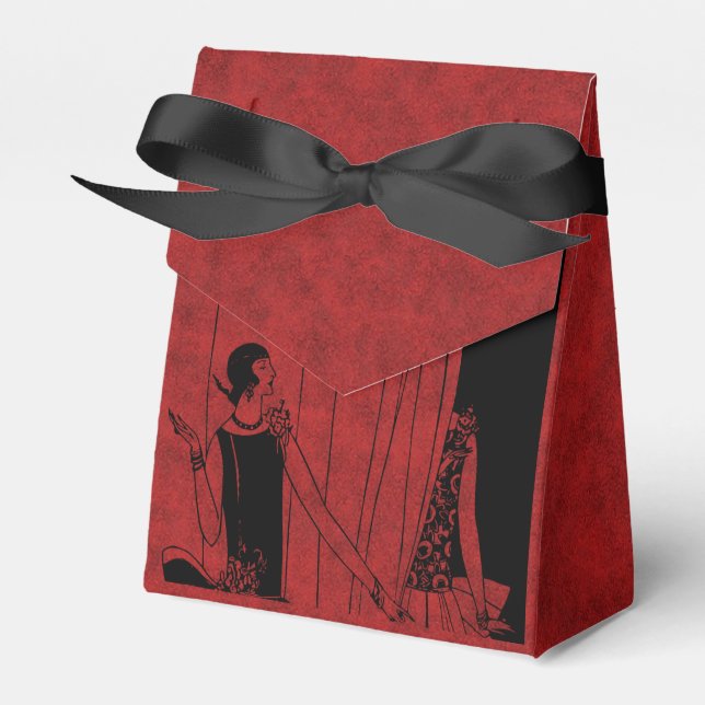 1920s Art Deco Fashion Show Red and Black Favour Box (Front Side)