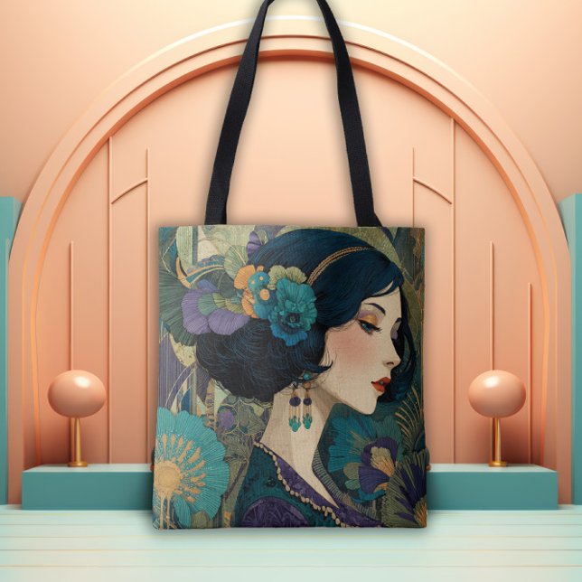 1920's Art Deco Flapper Girl Tote Bag (Creator Uploaded)