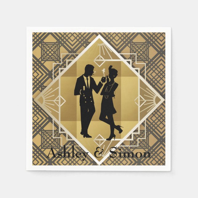 1920's Art Deco. Flapper. Napkin (Front)