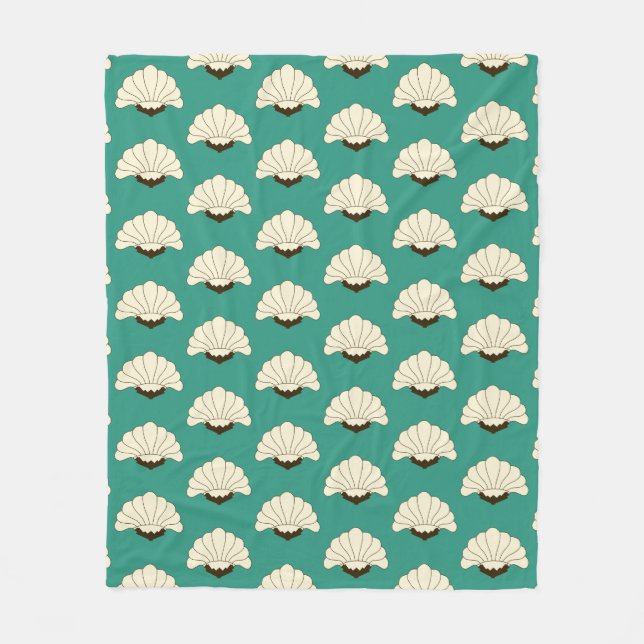 1920s Art Deco Flowers & Turquoise Fleece Blanket (Front)