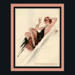 1920's Art Deco French Party Girl Poster<br><div class="desc">Roaring twenties, French party girl, poster from La Vie Parisienne. Poster features a French Flapper riding a New Years Eve champagne cork along with caption "et voila une annee qui commence bien" or "and here is a year that starts well"</div>