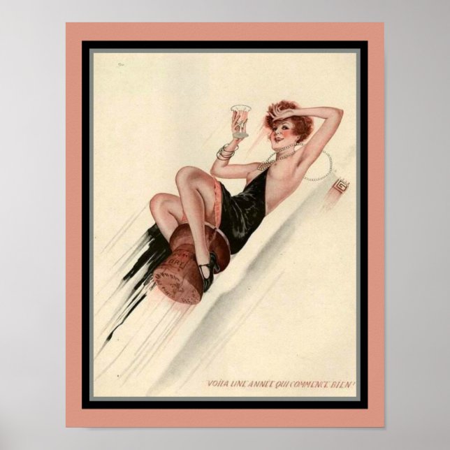 1920's Art Deco French Party Girl Poster (Front)