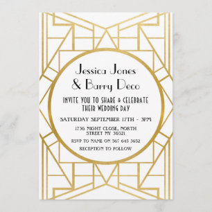 1920's Art Deco Gatsby Gold 20s Wedding Invite