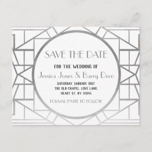 1920s Art Deco Gatsby Save The Date Wedding Invite