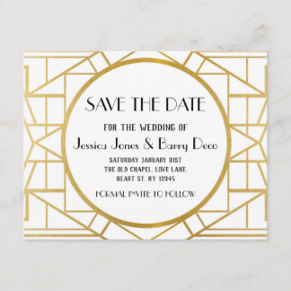 1920s Art Deco Gatsby Save The Date Wedding Invite