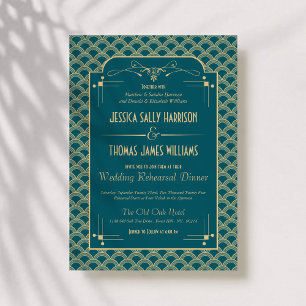 1920's Art Deco Gatsby Wedding Rehearsal Dinner Invitation