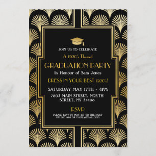1920s Art Deco Graduation Invite Gatsby Party Gold
