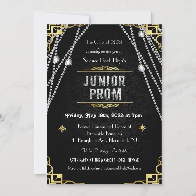 1920s Art Deco Junior Prom Invitation (Front)