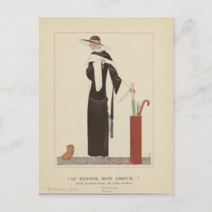 1920s Art Deco Lady ~ Au Revoir Mon Amour Postcard