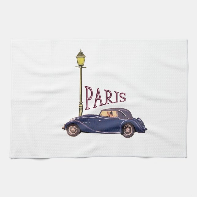 1920's Automobile - Paris Tea Towel (Horizontal)