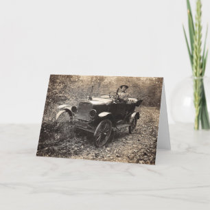 1920s automobile vintage photo thank you card