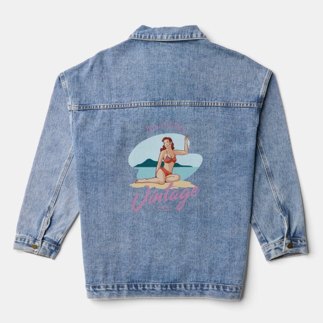 1920's Beach holidays t-shirt Denim Jacket (Back)