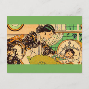 1920s beautiful mother and baby postcard