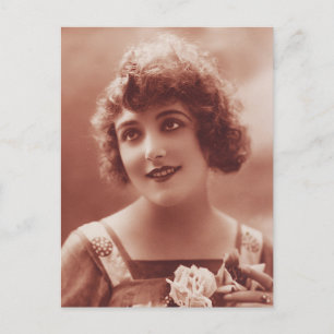 1920s Beautiful Woman Face Portrait Vintage Postcard