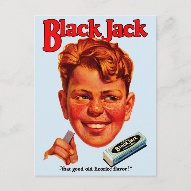 1920s Black Jack gum ad Postcard (Front)