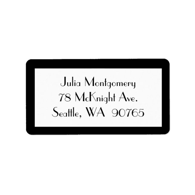 1920's Black & White RSVP Address Label (Front)