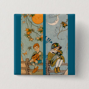 1920s boy and girl in autumn 15 cm square badge