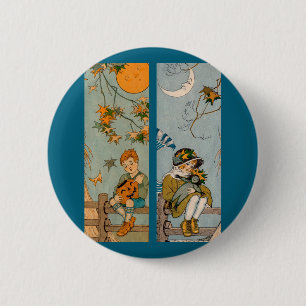 1920s boy and girl in autumn 6 cm round badge