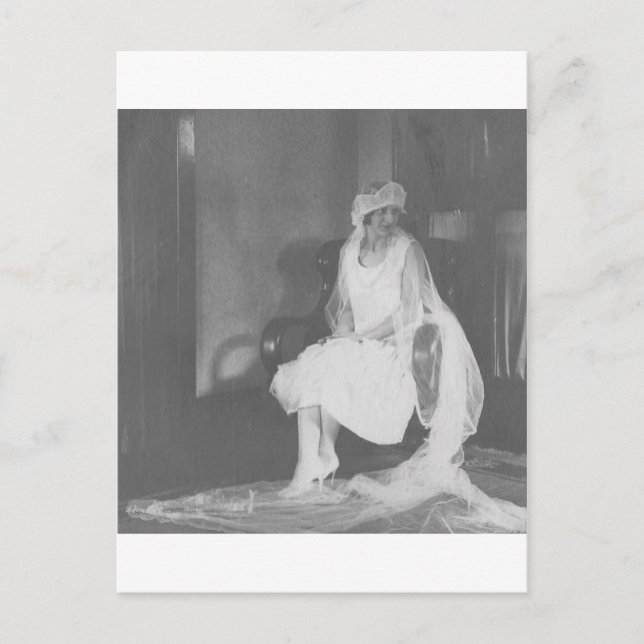 1920's Bride waiting at church Postcard (Front)