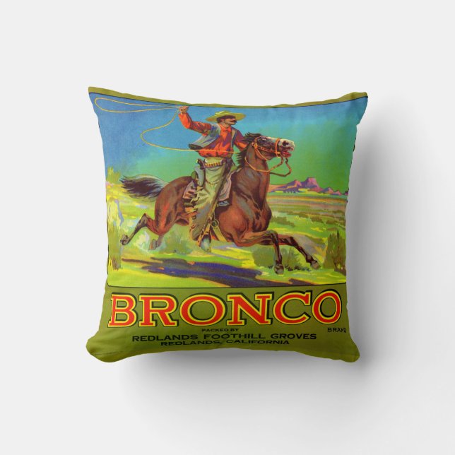 1920s Bronco fruit crate label Cushion (Front)