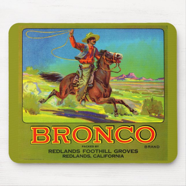 1920s Bronco fruit crate label Mouse Mat (Front)