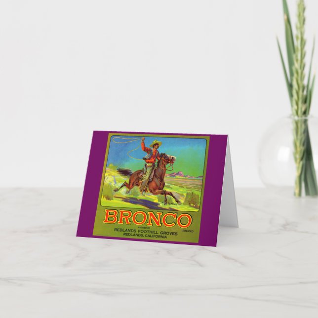 1920s Bronco fruit crate label Note Card (Front)