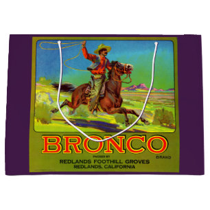  1920s Bronco fruit crate label print Large Gift Bag